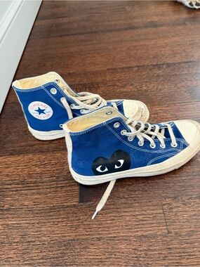 Converse Blue High-Top Sneakers with Black Heart Graphic